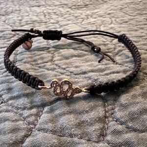 Stella & Dot Black Braided Bracelet with gold Snake Charm
